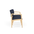 Lenox Wood Reception Waiting 3-Seat Tandem Seating / Natural Wood / Blue