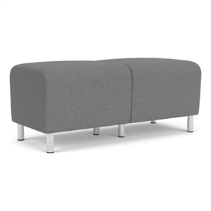 Siena 17.5&quot 2-Seat Lounge Reception Bench / Brushed Steel Legs / Light Gray