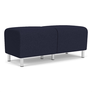 Siena 17.5&quot 2-Seat Lounge Reception Bench / Brushed Steel Legs / Navy Blue