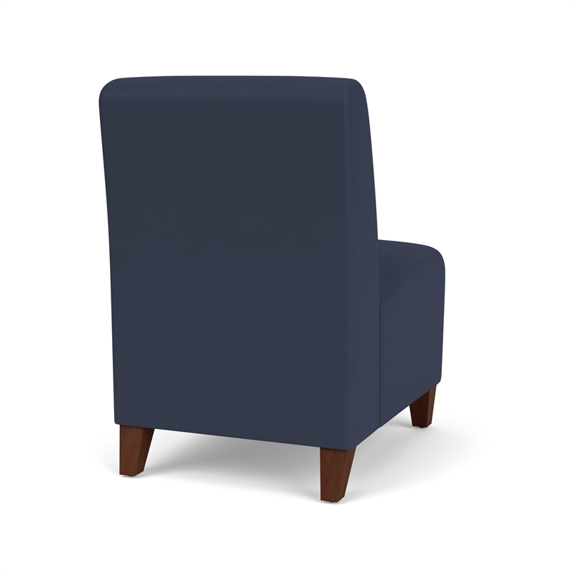 Siena Lounge Reception Waiting Armless Guest Chair / Walnut Wood Legs / Blue
