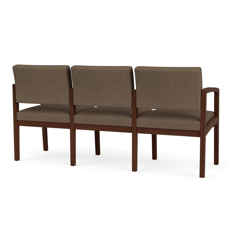 Lenox Wood Reception Waiting 3-Seat Tandem Seating / Walnut Wood / Brown