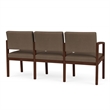 Lenox Wood Reception Waiting 3-Seat Tandem Seating / Walnut Wood / Brown
