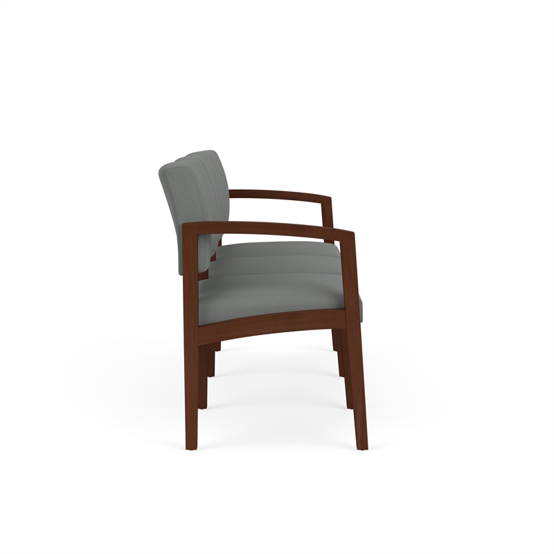 Lenox Wood Reception Waiting 3-Seat Tandem Seating / Walnut Wood / Light Gray