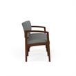 Lenox Wood Reception Waiting 3-Seat Tandem Seating / Walnut Wood / Light Gray