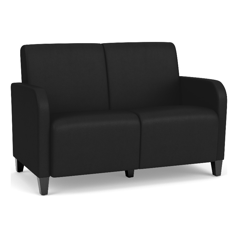 Siena 2-Seat Lounge Reception Waiting Tandem Seating / Black Steel Legs / Black