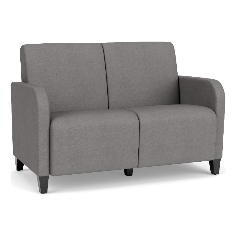 Siena 2-Seat Lounge Reception Tandem Seating / Black Steel Legs / Light Gray