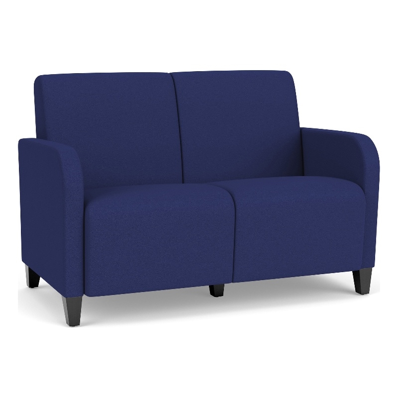 Siena 2-Seat Lounge Reception Waiting Tandem Seating / Black Steel Legs / Blue