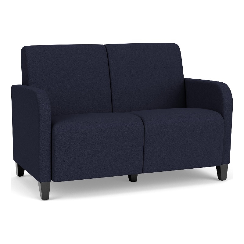 Siena 2-Seat Lounge Reception Tandem Seating / Black Steel Legs / Navy Blue