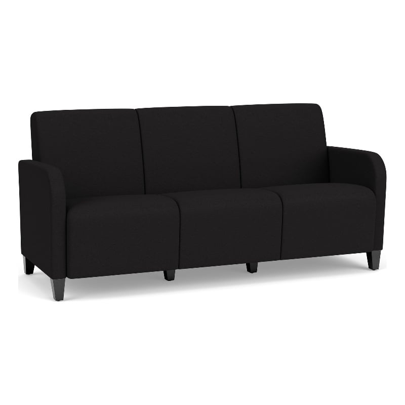 Siena 3-Seat Lounge Reception Waiting Tandem Seating / Black Steel Legs / Black