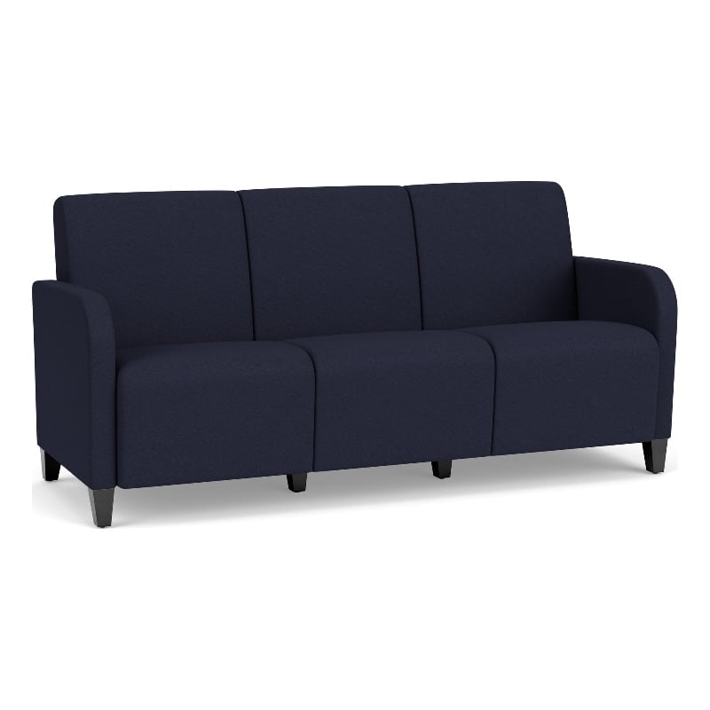 Siena 3-Seat Lounge Reception Tandem Seating / Black Steel Legs / Navy Blue