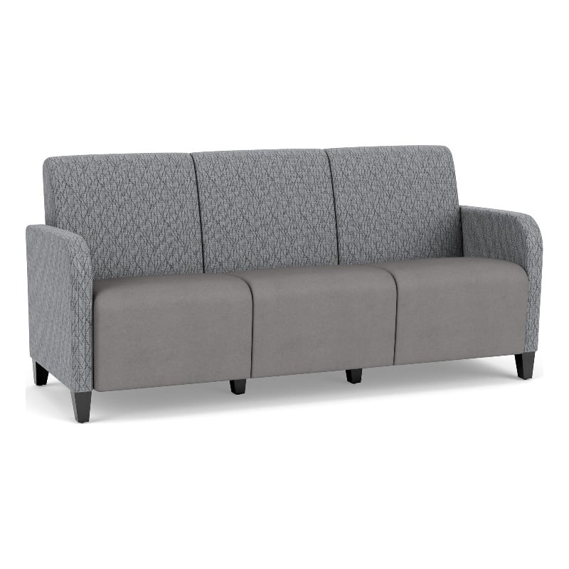 Siena 3-Seat Lounge Reception Tandem Seating / Black Steel Legs / Gray / Gray