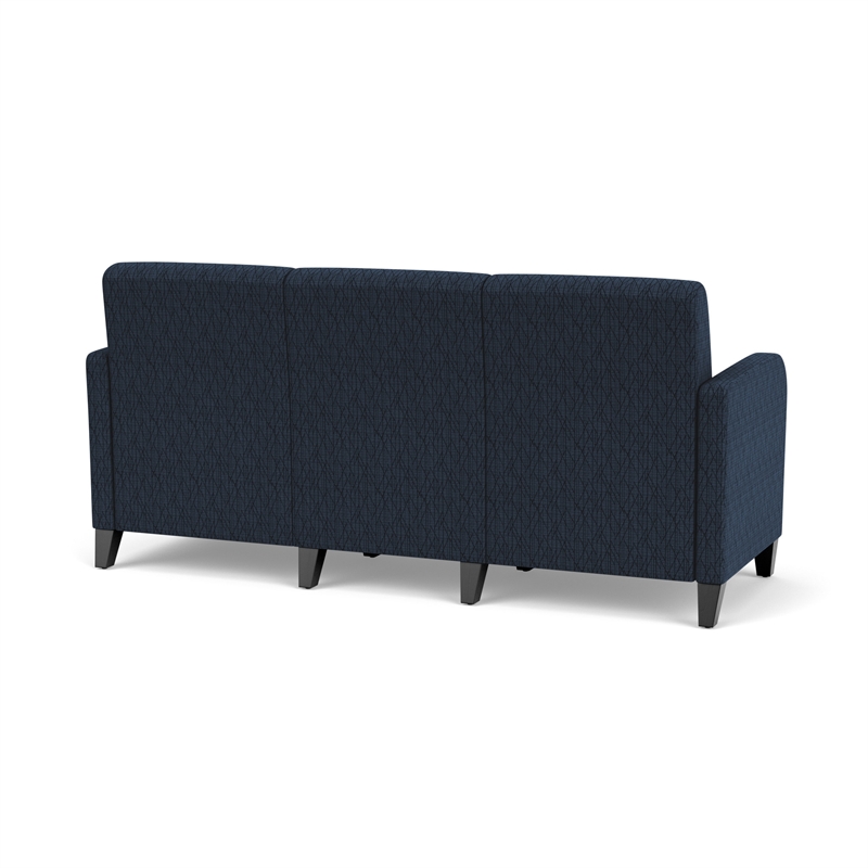 Siena 3-Seat Reception Tandem Seating / Black Steel Legs / Blue / Dark Blue