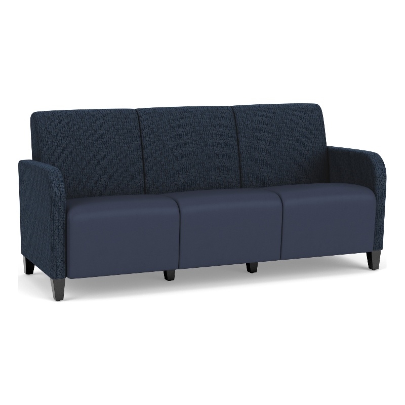 Siena 3-Seat Reception Tandem Seating / Black Steel Legs / Blue / Dark Blue
