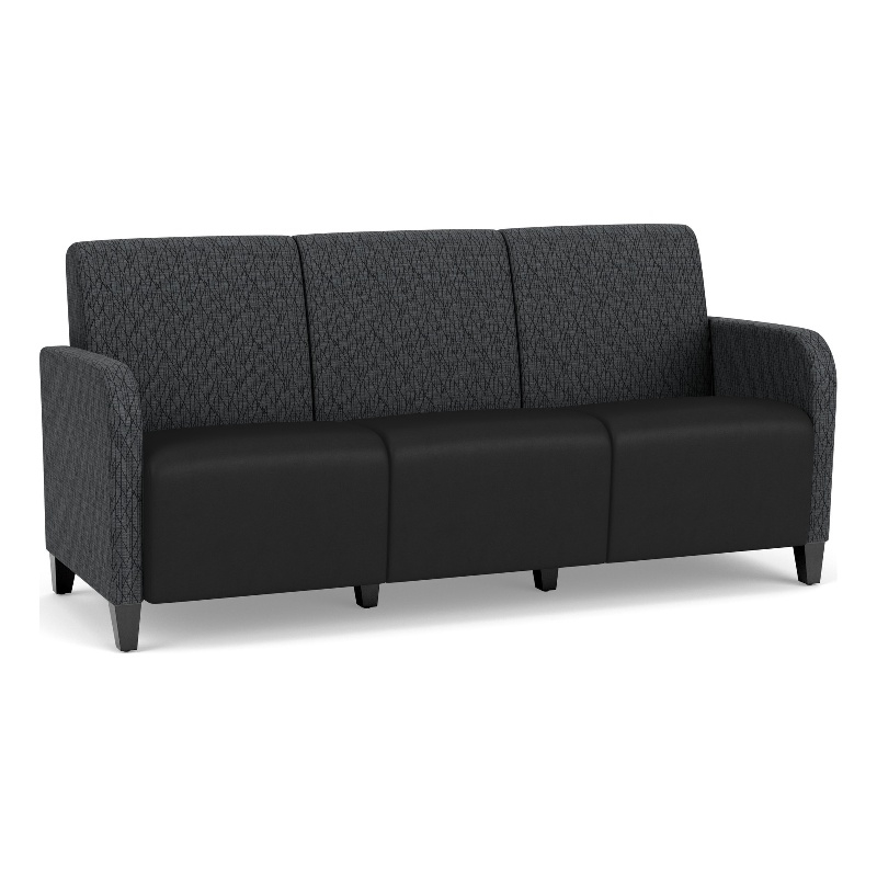 Siena 3-Seat Reception Tandem Seating / Black Steel Legs / Black / Dark Gray