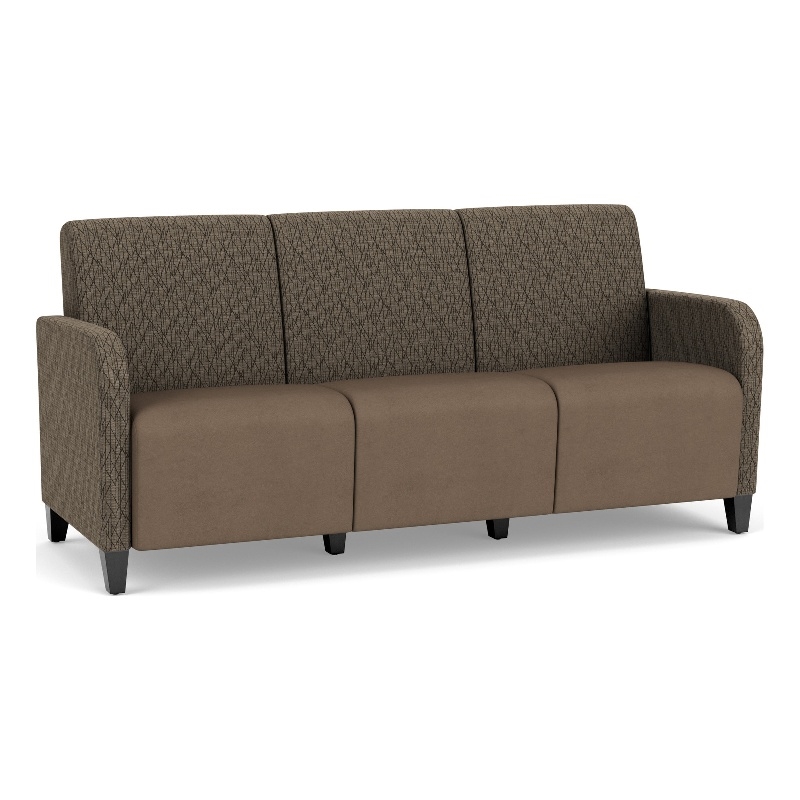 Siena 3-Seat Lounge Reception Tandem Seating / Black Steel Legs / Brown / Brown