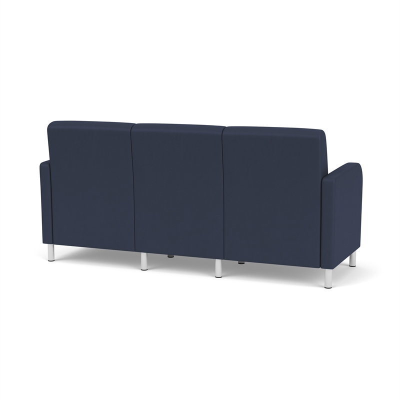 Siena 3-Seat Lounge Reception Waiting Tandem Seating / Brushed Steel Legs / Blue