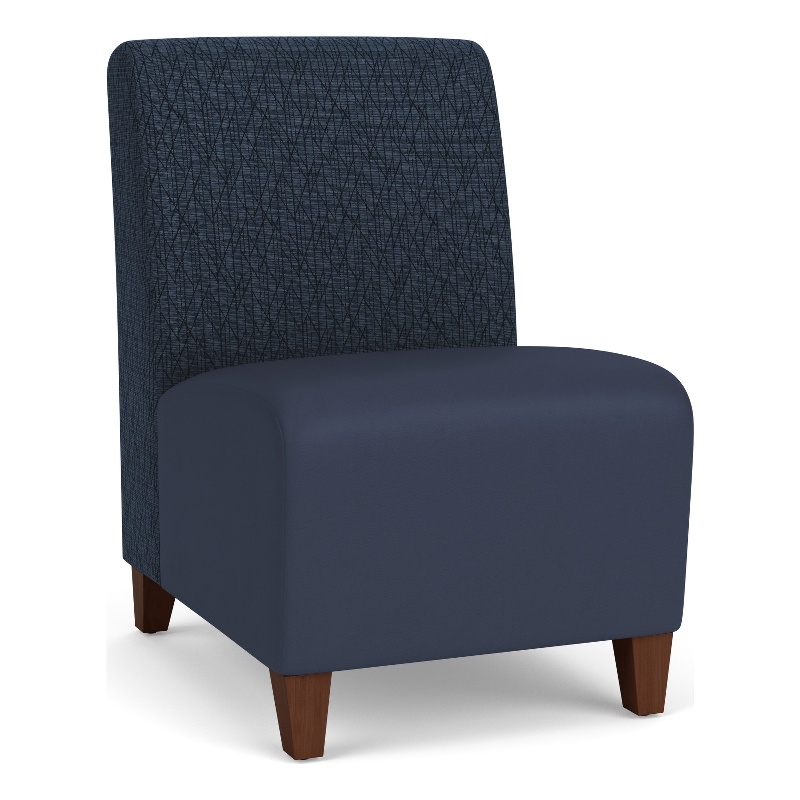 Siena Lounge Reception Armless Guest Chair / Walnut Wood Legs / Blue / Blue