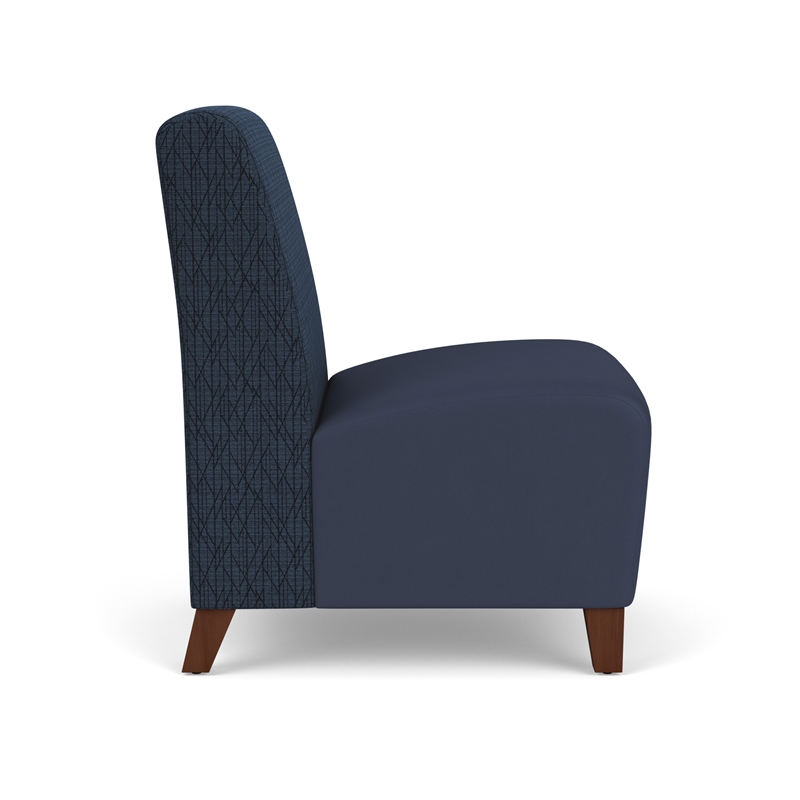Siena Lounge Reception Armless Guest Chair / Walnut Wood Legs / Blue / Blue