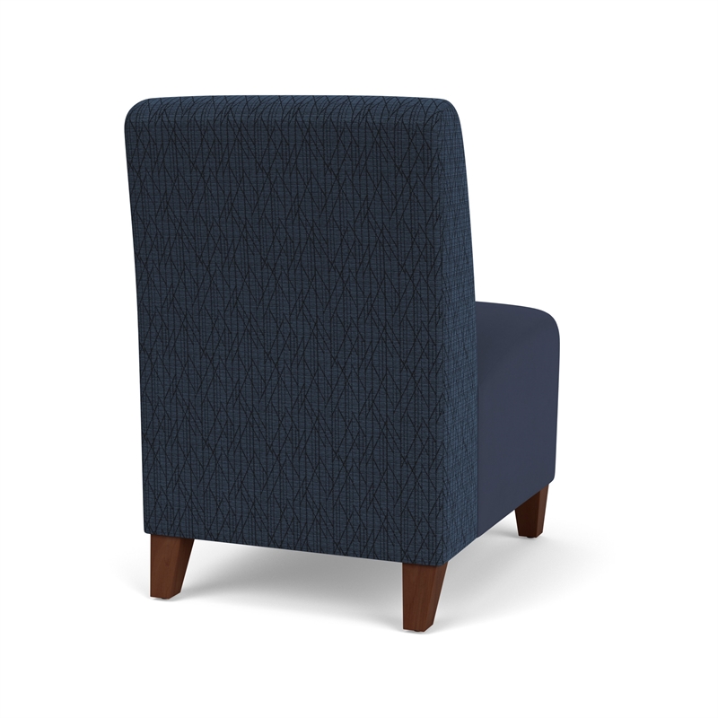 Siena Lounge Reception Armless Guest Chair / Walnut Wood Legs / Blue / Blue