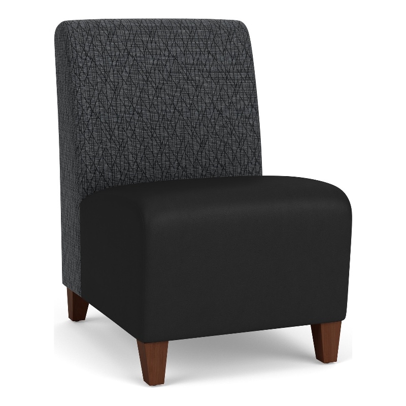 Siena Reception Armless Guest Chair / Walnut Wood Legs / Dark Gray / Black