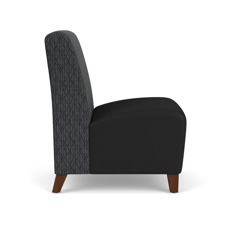 Siena Reception Armless Guest Chair / Walnut Wood Legs / Dark Gray / Black