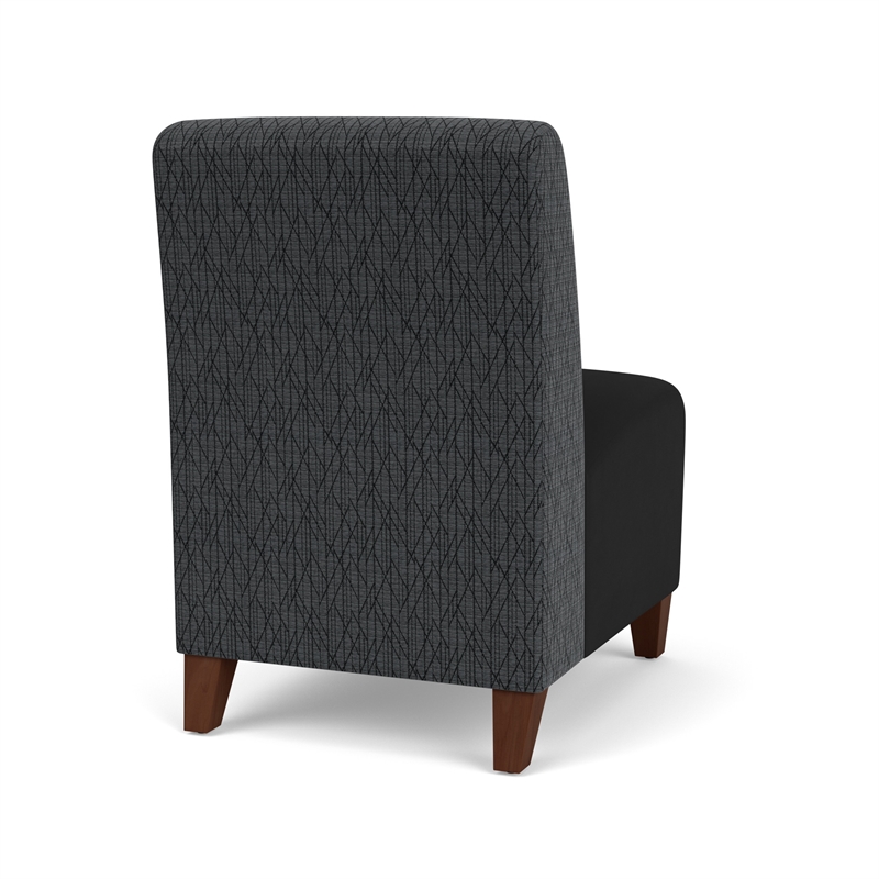 Siena Reception Armless Guest Chair / Walnut Wood Legs / Dark Gray / Black
