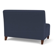 Siena Lounge Lobby Reception Waiting Armless Loveseat / Walnut Wood Legs / Blue
