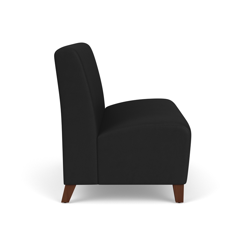 Siena Lounge Lobby Reception Waiting Armless Loveseat / Walnut Wood Legs / Black