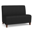 Siena Lounge Lobby Reception Waiting Armless Loveseat / Walnut Wood Legs / Black