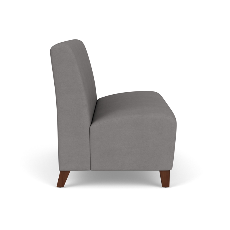 Siena Lounge Reception Waiting Armless Loveseat / Walnut Wood Legs / Light Gray