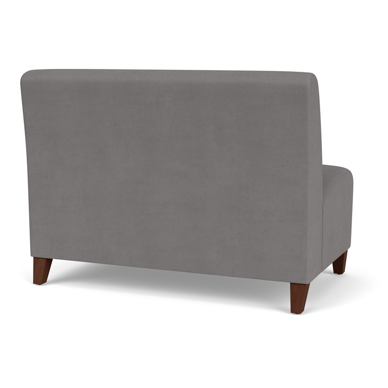 Siena Lounge Reception Waiting Armless Loveseat / Walnut Wood Legs / Light Gray