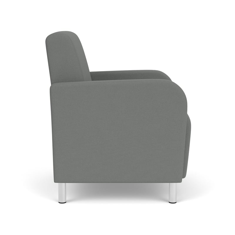 Siena Lounge Reception Waiting Guest Chair / Brushed Steel Legs / Light Gray