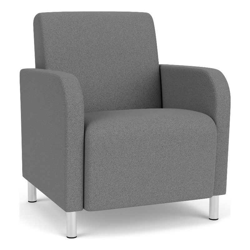 Siena Lounge Reception Waiting Guest Chair / Brushed Steel Legs / Light Gray