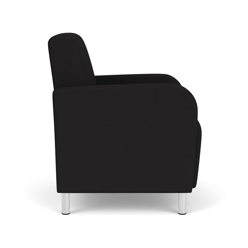 Siena Lounge Lobby Reception Waiting Guest Chair / Brushed Steel Legs / Black