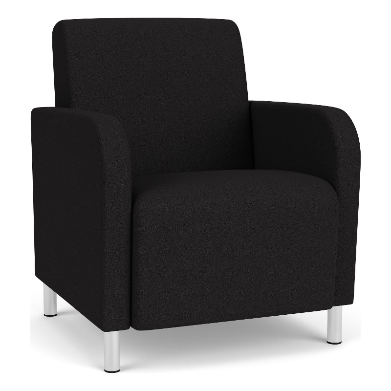 Siena Lounge Lobby Reception Waiting Guest Chair / Brushed Steel Legs / Black