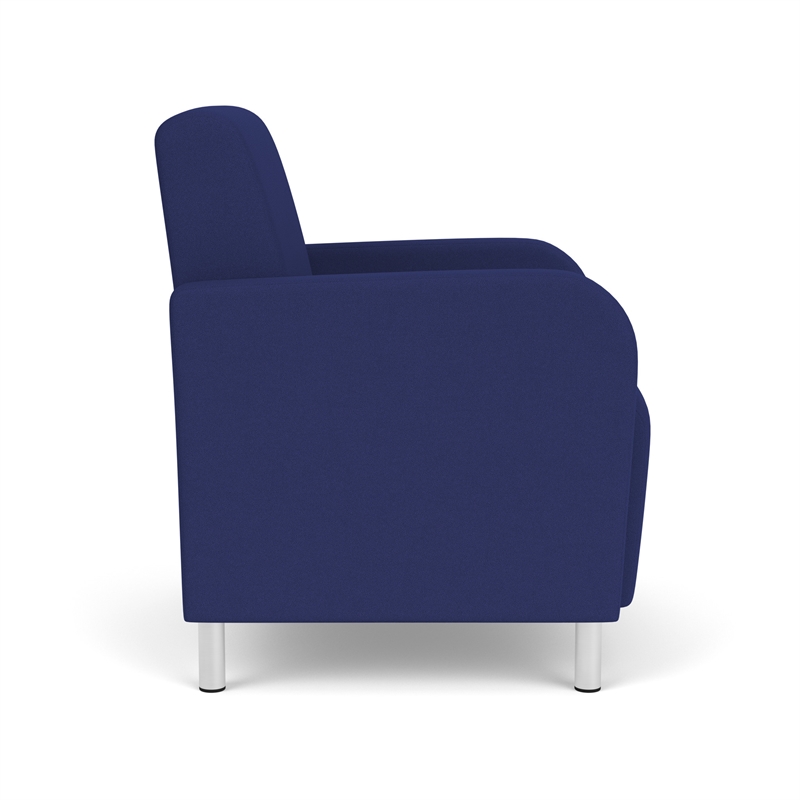 Siena Lounge Lobby Reception Waiting Guest Chair / Brushed Steel Legs / Blue
