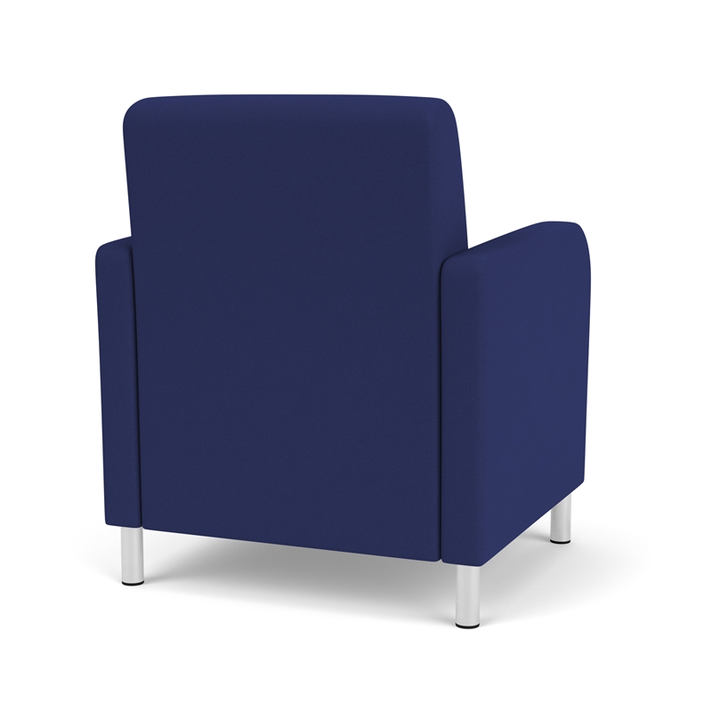 Siena Lounge Lobby Reception Waiting Guest Chair / Brushed Steel Legs / Blue