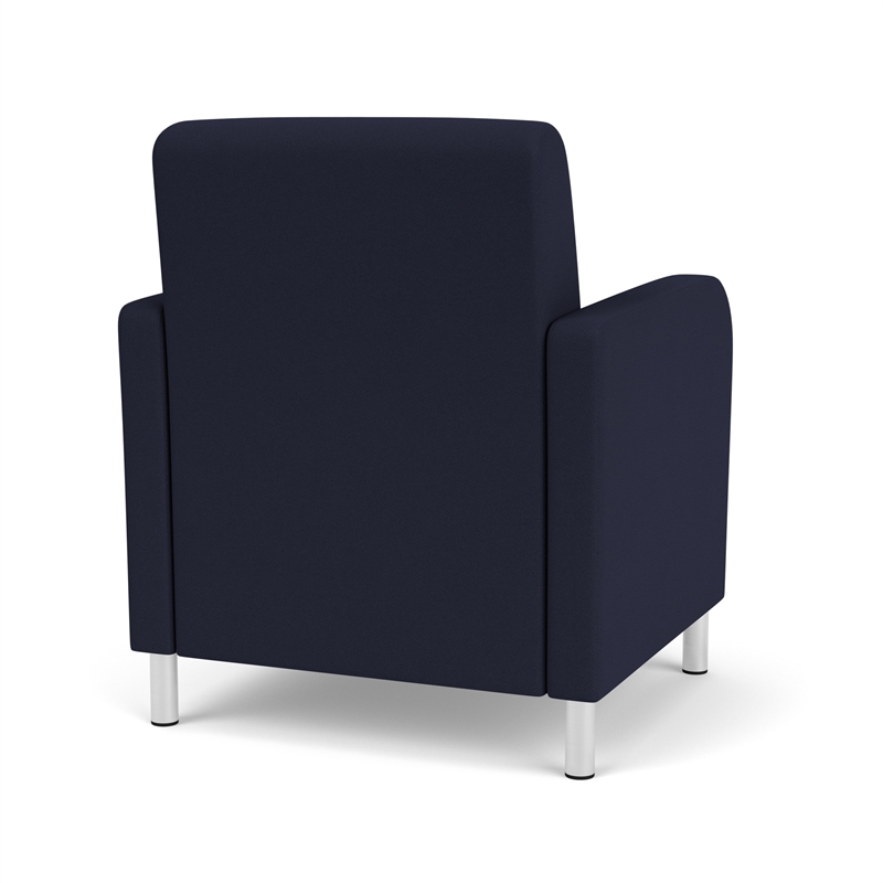 Siena Lounge Reception Waiting Guest Chair / Brushed Steel Legs / Navy Blue