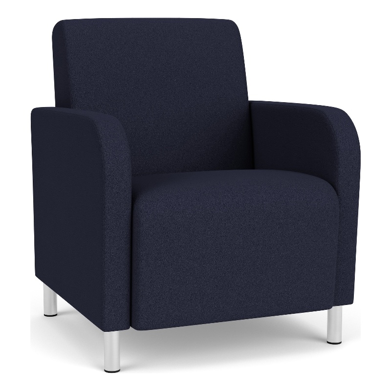 Siena Lounge Reception Waiting Guest Chair / Brushed Steel Legs / Navy Blue