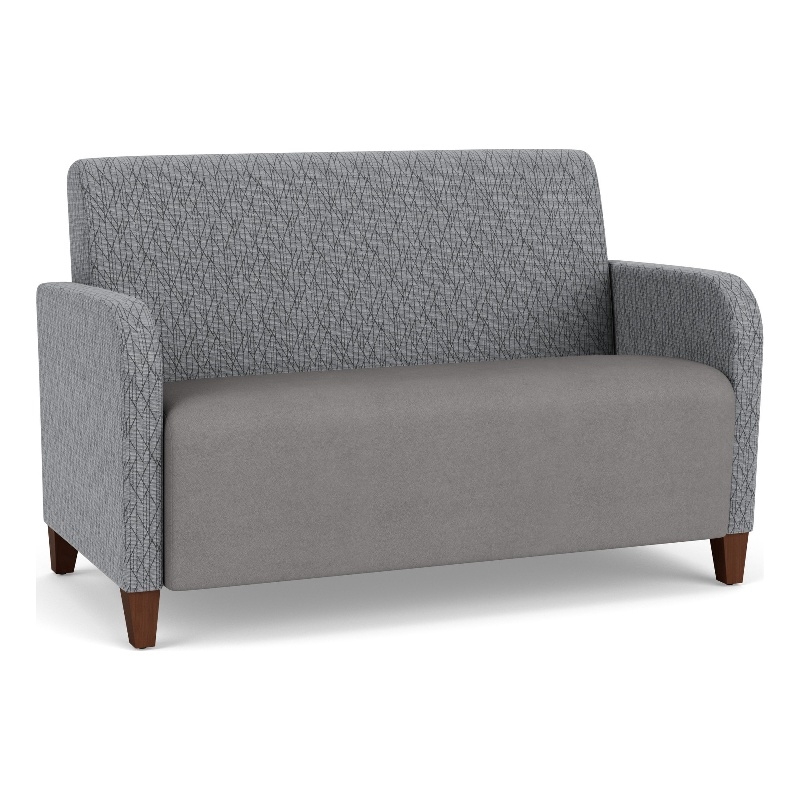 Siena Lounge Reception Waiting Loveseat / Walnut Wood Legs / Gray / Gray