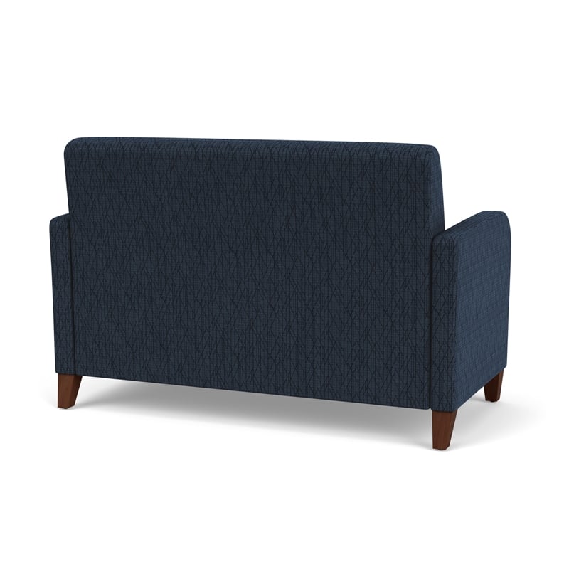 Siena Reception Reception Loveseat / Walnut Wood Legs / Blue / Dark Blue