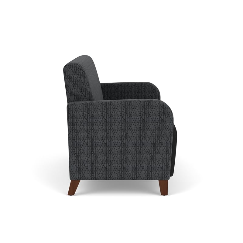 Siena Lounge Reception Loveseat / Walnut Wood Legs / Black / Dark Gray