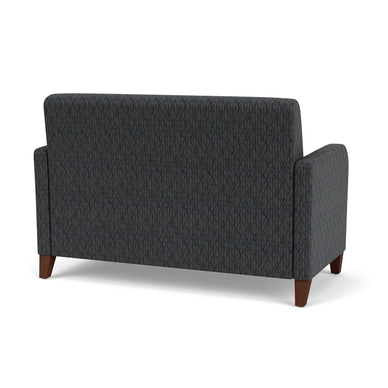 Siena Lounge Reception Loveseat / Walnut Wood Legs / Black / Dark Gray