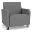 Siena Reception Oversize Guest Chair / Casters / Brushed Steel Legs / Light Gray