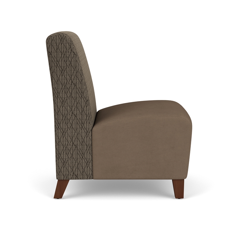 Siena Lounge Reception Armless Guest Chair / Walnut Wood Legs / Brown / Brown