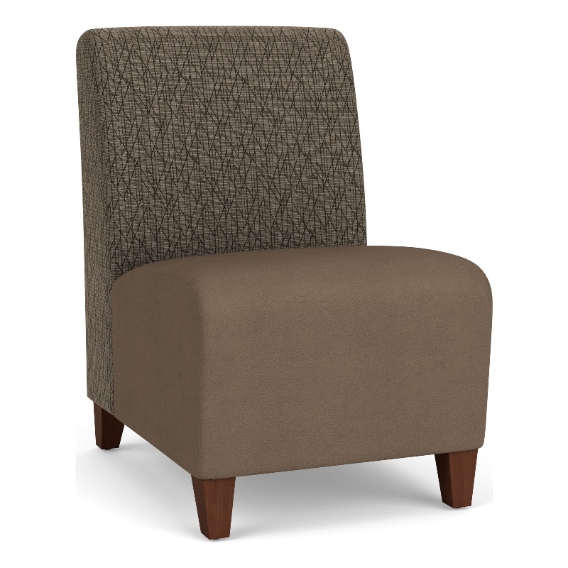 Siena Lounge Reception Armless Guest Chair / Walnut Wood Legs / Brown / Brown