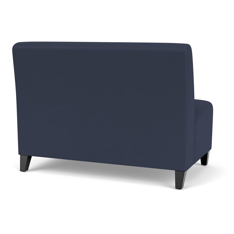 Siena Lounge Lobby Reception Waiting Armless Loveseat / Black Steel Legs / Blue