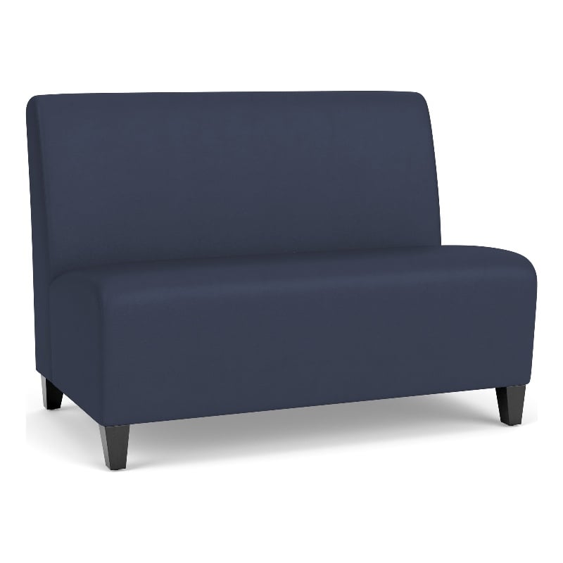 Siena Lounge Lobby Reception Waiting Armless Loveseat / Black Steel Legs / Blue