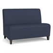 Siena Lounge Lobby Reception Waiting Armless Loveseat / Black Steel Legs / Blue