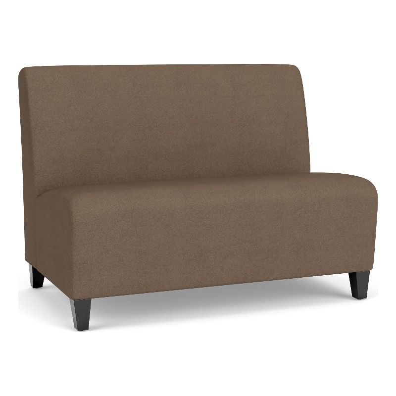 Siena Lounge Lobby Reception Waiting Armless Loveseat / Black Steel Legs / Brown